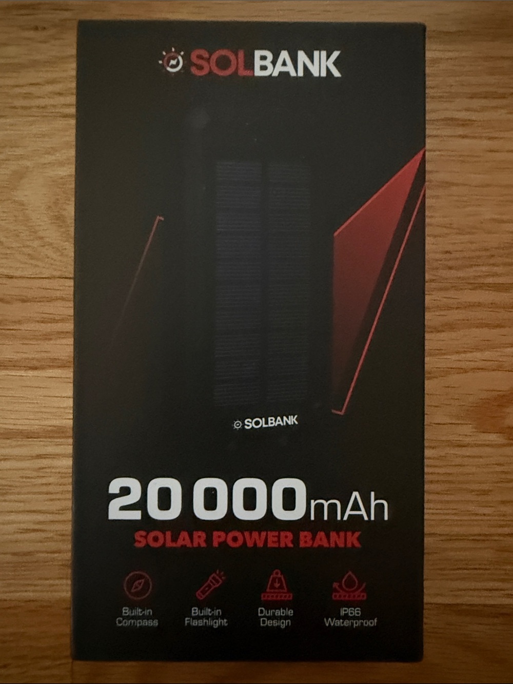 SolBank Portable Solar Power Bank - Red